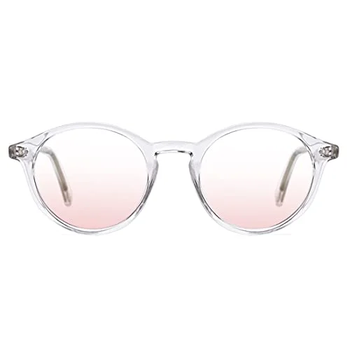 TIJN Blue Light Blocking Glasses Men Women Vintage Thick Round, Blue, Size