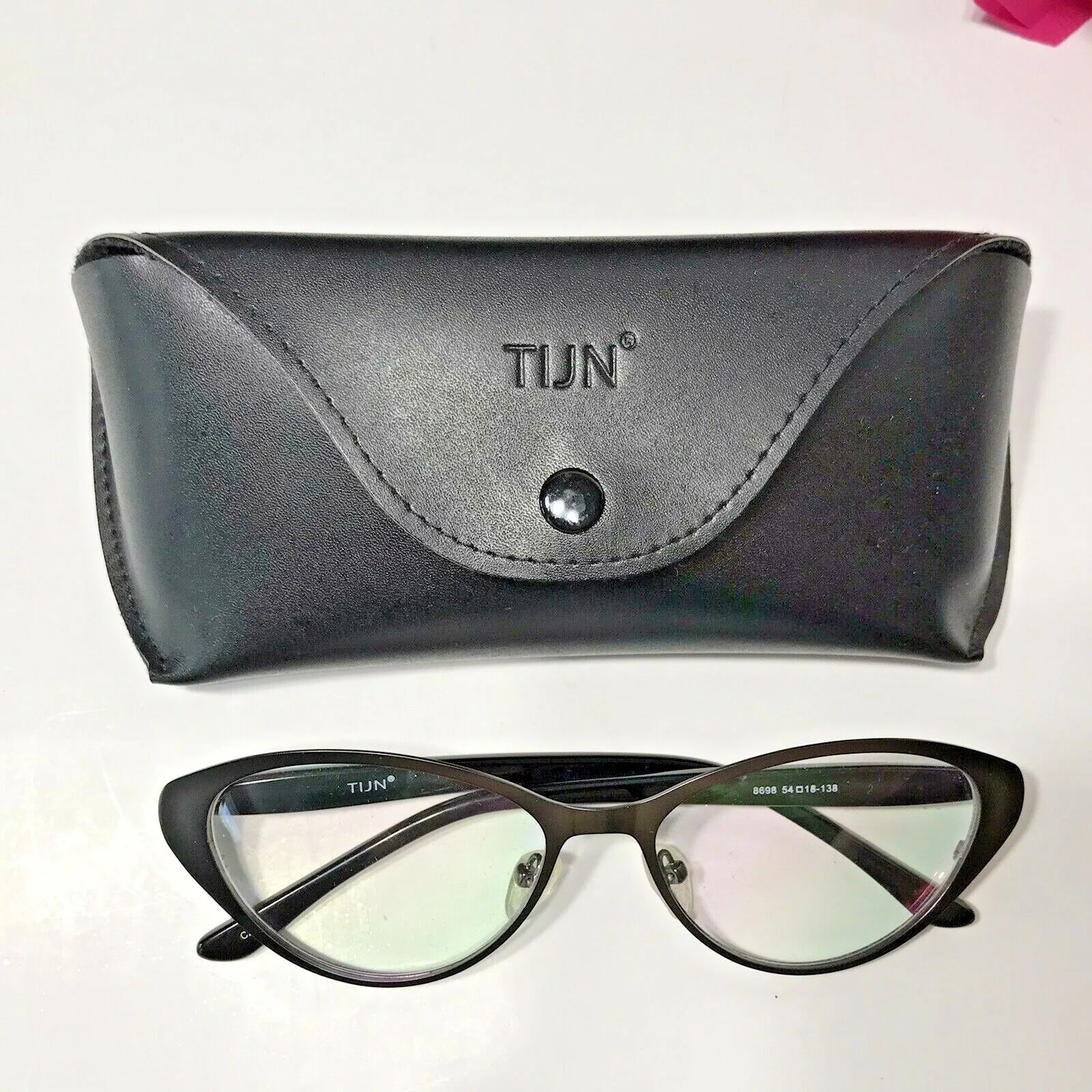 TIJN Eyeglasses Gunmetal Gray Frame Super Trendy Cat Eye w/case #8698 54-18-138 2