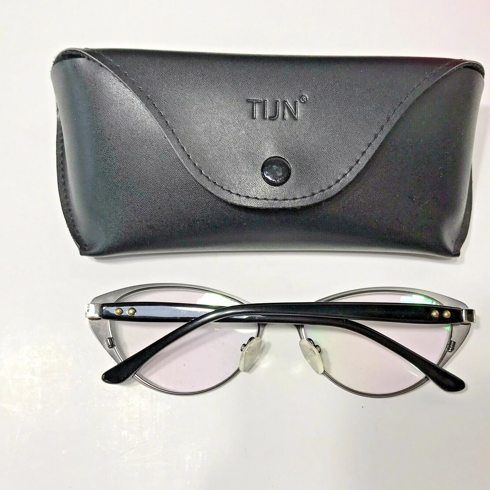 TIJN Eyeglasses Gunmetal Gray Frame Super Trendy Cat Eye w/case #8698 54-18-138 3