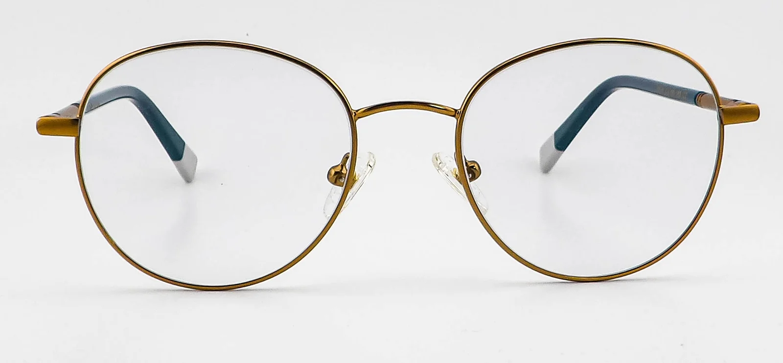 TIJN T1177 Gold Blue Eyeglasses Frames 51-19-140 Case