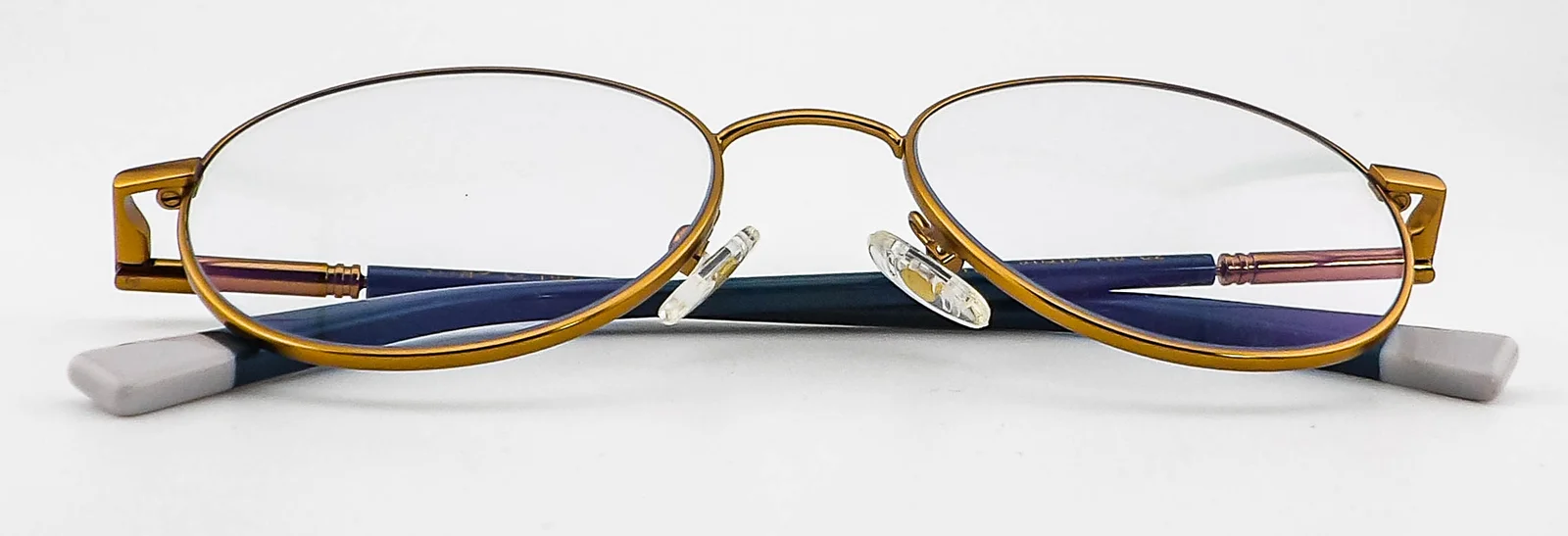 TIJN T1177 Gold Blue Eyeglasses Frames 51-19-140 Case 2