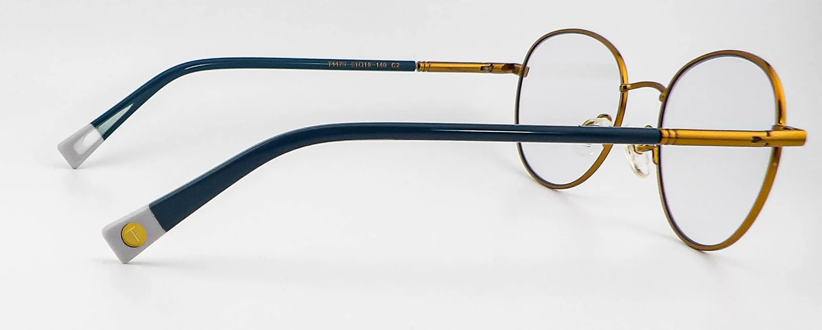 TIJN T1177 Gold Blue Eyeglasses Frames 51-19-140 Case 4